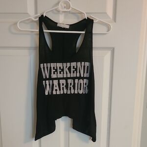 Forever 21 Black Weekend Warrior Cropped Tank Top